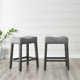 ZUN CoCo Upholstered Backless Saddle Seat Counter Stools 24" height Set of 2, Gray T2574P164809