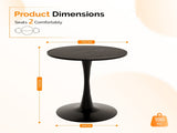 Round Tulip Dining Table, 27.6 Inch Circular Kitchen Table for 2 People, Melamine Laminated MDF 94018467
