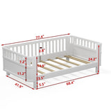 Twin Size Wood Platform Bed for Kids, Wood Low Profile Twin Bed with Rails for Girls and Boys, W2593P190148