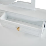 Compact Makeup Vanity Table with Reversible Mirror, Dressing Table Set with Stool, Space-Saving N844P288535A