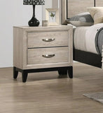 Contemporary 2-Drawer Nightstand End Table Drift Wood Finish Two Storage Drawers Metal Handles B011P159824