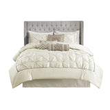 7 Piece Tufted Comforter Set Ivory King B03596991