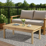 Outdoor Wood Coffee Table, 44" Farmhouse Side Table for Patio, Solid Cedar Wood Accent Table with 80517113