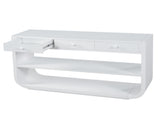 Modern Curved Console Table with 3 Soft-Close Drawers & 2 Open Shelves, Solid Wood Base, N759P433560K