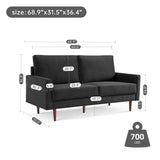 ZUN 69” Modern Decor Upholstered Sofa Furniture, Wide Velvet Fabric Loveseat Couch, Solid Wooden Frame B082111401