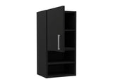 Medicine Single Door Cabinet 31"H, Two External Shelves, Two Interior Shelves, Black B097132933