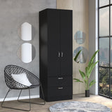 ZUN Vico 76" High Armoire Wardrove Closet with 2 Drawers, Double Door Cabinet , One Shelf and Hanging B200P188837