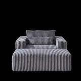 75-Inch Corduroy Sponge Sofa Lounge Chair with Removable footrest,No Assembly Required,Fluffy Modern W834P206097