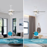 ZUN 52'' Low Profile Ceiling Fan , White Modern Ceiling Fans with Remote Control for Bedroom,Living W1592P163936