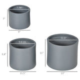 ZUN Set of 3 Outdoor Planter Set, 13/11.5/9in, MgO Flower Pots with Drainage Holes, Outdoor Ready & W2225142626