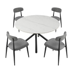 ZUN (Set of 4) Modern Dining Chairs , Curved Backrest Round Upholstered and Metal Frame,Grey W876110770