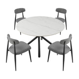 Modern Dining Chairs Set of 2, Curved Backrest Round Upholstered and Metal Frame, Grey W876110768