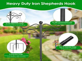 Shepherds Hook for Outdoor, 5-Prong Base Adjustable Height Garden Hook with Dual Sided Hooks, Sturdy 79891540