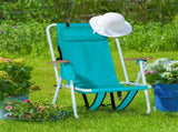 Folding Beach Chair, 4 Position Portable Backpack Foldable Camping Chair with Headrest Cup Holder 12278204