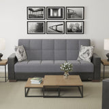 PrimeNest NimbusFlow Upholstered Convertible Sofabed with Storage, Grey/Black-PU Polyester B030P286521