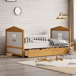 ZUN Twin Size House Shape Bed with Two Drawers Wooden Bed for Girls Boys Teens, No Box Spring Needed, WF531188AAK