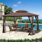 ZUN 13x10 Outdoor Patio Gazebo Canopy Tent With Ventilated Double Roof And Mosquito net W41933760