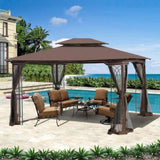 ZUN 13x10 Outdoor Patio Gazebo Canopy Tent With Ventilated Double Roof And Mosquito net 66182433