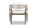 Artemis Mixed Material Upholstered Dining Arm Chair, Warm White Chenille B2719P269267