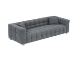 Grey teddy fleece sofa 80 inch discharge in living room bedroom with two throw pillows hardware foot W1278141700