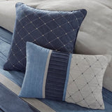 7 Piece Microsuede Comforter Set Navy Queen B03596800