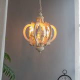 French Country Wood Chandelier, 6-Light Farmhouse Pendant Light Fixture with Adjustable Chain for W2078137917