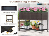 28" Elevated Raised Planter Box with Storage Shelf, Ergonomic Garden Bed for Patio Balcony Herb 79154701