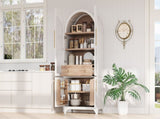 K&K 71" Tall Arched Kitchen Pantry Cabinet with Door Shelves, Farmhouse Kitchen Storage Cabinet with N707P288969W
