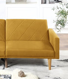 ZUN Modern Electric Look 1pc Convertible Sofa Couch Mustard Color Linen Like Fabric Cushion Wooden Legs HS00F8505-ID-AHD