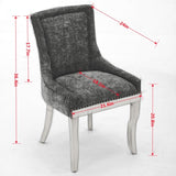 Chenille Dining Chairs, Modern Style with Curved Gold - Plated Legs & Rivet Trim, Upholstered W1143P332684