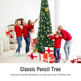9ft Slim Pencil Christmas Tree - Space-Saving Design for Small Corners, 1500 Realistic PVC Branches 53891732