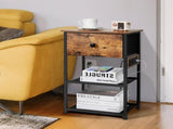 Modern Nightstand with 2 Storage Shelves & Charging Station, Rustic Brown 10687987