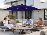 9ft Solar LED Patio Umbrella with Push Button Tilt & Crank, 6 Ribs Waterproof Polyester Outdoor 55576345