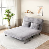 velvet light gray 55 Convertible Chair Bed, Tri-Fold Sofa Bed with Adjustable Backrest & Pillow, W1767P145839