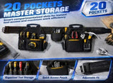 Heavy Duty Tool Belt with 20 Pockets, Adjustable Carpenter Tool Belt with Double Tool Pouches, 79890172