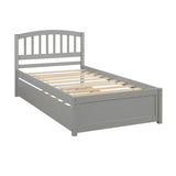 Twin size Platform Bed Wood Bed Frame with Trundle, Gray WF194302AAE