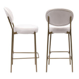 29'' Upholstered Bar Stools Velvet Counter Stool with Backrest & Footrest Set of 2 Round Dining W1757P227878