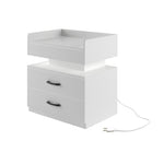 ZUN 1 Set Nightstand with Adjustable LED Strip Light, 2-drawers, Large Storage Space, Suitable for W368P239008