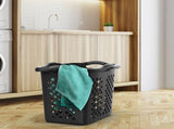 2 Bushel Plastic Laundry Basket with Silver Handles, Black, 2 Pack 43099645