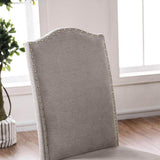 Transitional Style Antique White Frame Set of 2pc Side Chairs Gray Fabric Parson Chair Camel Back B011P208978