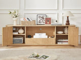 64-Inch Wavy TV Stand, Rounded Sideboard, Storage Cabinet, Wooden Vertical Stripe Cabinet for Living W1162P388448