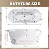 67" Acrylic Freestanding Bathtub, stand alone bathroom tub, Glossy White, Toe-tap Chrome Drain, cUPC W1675P300333