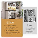 71" Farmhosue Pantry Bar Cabinet with Internal Storage Rack,Kitchen Cabinet with Hutch,Sliding 66804643