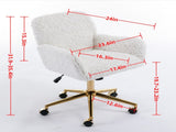 A&A Furniture Office Chair,Artificial rabbit hair Home Office Chair with Golden Metal W114392211