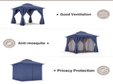 8'x8' Patio Gazebo Outdoor Heavy Duty Party Tent Shelter With Double Roofs, Mosquito Nettings And 75714784