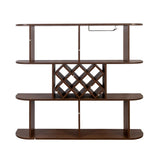 Large Wall Mounted 3 Tier Rustic Bottle Wine Rack,Multifunctional Wooden Wall Mounted Wine W331P277924