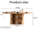 59 Inch Oval Dining Table for 4-6 Oval Table Kitchen Modern Oval Dining Room Table with 2-Layer W3081P338358