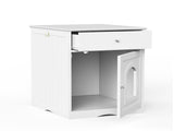 Wooden Pet House Cat Litter Box Enclosure with Drawer, Side Table, Indoor Pet Crate, Cat Home 05708744