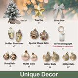 Exquisite Tree with LED Lights, 22in Small Tabletop Mini Gold Artificial Xmas Tree with 68728935