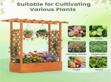Fir Wood Raised Garden Bed with Side Trellis, 109.2235.56114.30 cm Planter Box with Drainage 88794081
